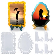 (JIE YUAN)Photo Frame with Holder Resin Mold Picture Stand Silicone Mold DIY Epoxy Resin Making Supplies