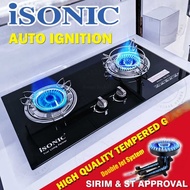 iSONIC Built In Hob Table Top GLASS GAS HOB Gas Cooker IGB 002  IGB 003 Gas Stove 2 Burner With 1 Year Warranty