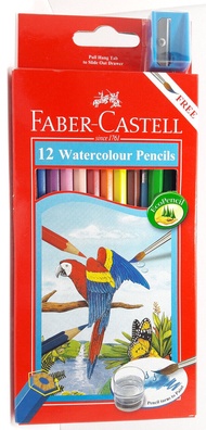 FABER CASTELL สีไมัระบายน้ำนกแก้ว 12/24/36/48 สี  แถมฟรีพู่กัน และ กบเหลา