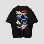 Grafik Dice "Against All Odds" Bergaya Uniseks 100% Kapas T -shirt, Acara Fesyen Bandar, S - 5XL