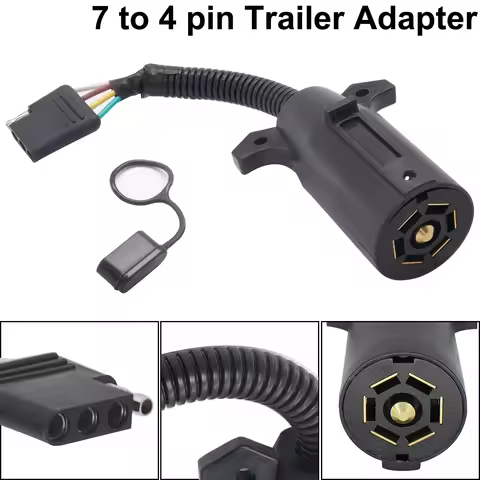 Car Trailer RV Boat Adapter 7 Pin 7 Way to 4 Way Plug 12V Flat Blade Plug Towing Towbar Tow Hitch Wi