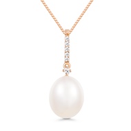 Lee Hwa Jewellery Nacre Rose Gold Pendant with Pearl and Diamond