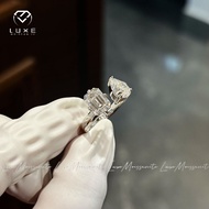 Real Moissanite 2CT Toi et Moi Double Stone Design Radiant Cut White D Ring In S925 Sterling Silver 