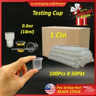 Disposable Plastic Testing Sampling Cup 0.6oz (18ml) PP Plastic Sample Cup Clear 100Pcs X 50pkt-1Ctn