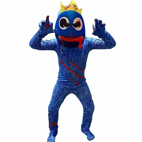 Rainbow Friends Costume for Kids, Blue Monster Wiki Jumpsuit, Zenti, Horror Game, for Halloween and 