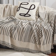 Skin-friendly Plush Sofa Cushion Bohemian Reversible Striped Sofa Cover Nordic Simple Sofa Mat Universal L Shape