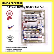 3 Phase DB Box 48 Way 63A Maxguard (Full Set) MCB 10 -63A Distribution board [Customize service avai