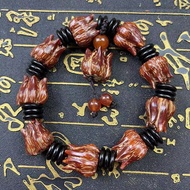 Blood-dropping Lotus Bodhi Bracelet Dropping Blood Lotus Bodhi-seed Wenwan Buddha Beads for Men and Women Wild Pineapple Rosary Beads Bracelet Handheld