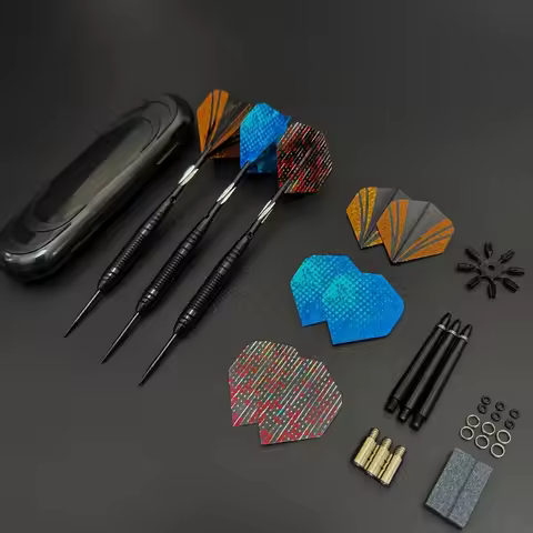 Professional three piece dart set with weight enhancer, 20g stainless iron dart barrel, carved alumi