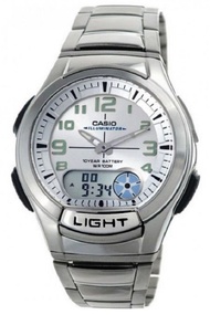 Casio Standard นาฬิกาข้อมือผู้ชาย สายสแตนเลส รุ่น AQ-180WD-7BVDF - silver