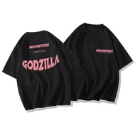 tshirt women godzilla kaos wanita lengan pendek atasan tshirt monster godzila pink  bisa cod baju pa