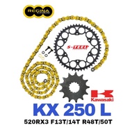 REGINA Sprocket Set KAWASAKI KX 250 L 1999-2001 Rantai Spoket ZRING 520ZRT Ring Gold Chain motor par