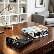 15W Fast Wireless Charger With Clock, Supports Phone Case, Dual Type-C Ports, LED Display (Black/Whi