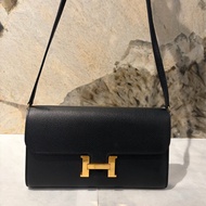 Hermes 黑EPSON牛皮金釦 Constance To Go