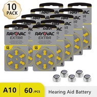 Hearing Aid Batteries A10 PR70 60PCS/10 Cards RAYOVAC EXTRA 10 A10 Zinc Air 1.45V High Performance B