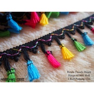 Black Tassel Lace / yard| Tassel Lace | Tassel lace | Hijab Lace