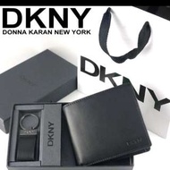 美國原裝 DKNY 正品零錢袋短皮夾+鑰匙圈超值禮盒組(附DKNY提袋)