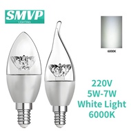 SMVP LED Crystal Bulb E14 5W 7W Pointed Bulb C37 Tail Pulling C37L White Light 6000K 220V Ultra Brig
