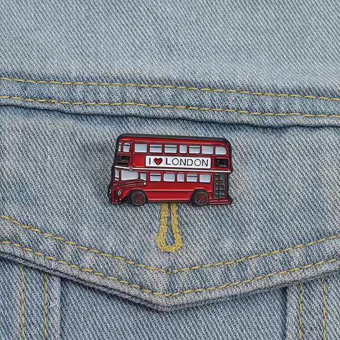 I Love London Red Double Decker Bus Enamel Pin Lapel Brooch Metal Badge For Denim Jacket Backpack Ha