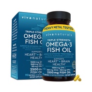 Viva Naturals Triple Strength Omega 3 Fish Oil Supplement, 2500mg with Re-Esterified Omega 3, 90 Sof
