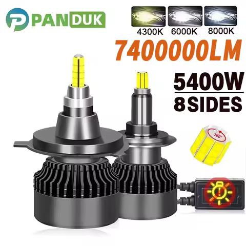 PANDUK H4 H1 7400000LM 5400W Canbus Car Headlight Bulb 360 H7 LED HB3 HB4 9012 HIR2 D1S D2S H11 9006