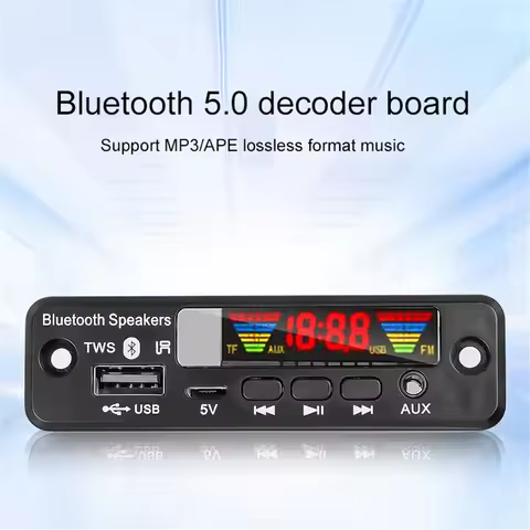 DC 5V Bluetooth 5.0 APE MP3 Decoder Board Handsfree TWS Wireless FM Radio MP3 Player USB AUX TF FM R