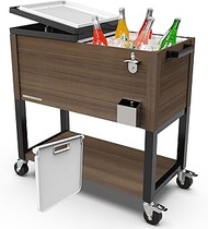 Permasteel Party Cooler with Divider, Spacious 80-Qt Capacity, Chills 36hrs, Rolling Ice Chest for I