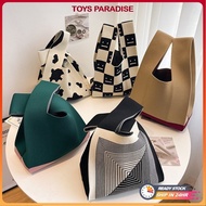 [Malaysia Stock]Knit Handbag Women Casual Candy Color Knitted Bag Tote Bag Organizer Bag/ Beg Tangan