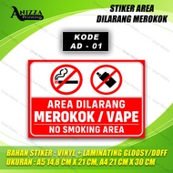 STIKER DILARANG MEROKOK VAVE| BAHAN VINYL + LAMINASI GLOSSY
