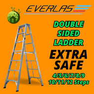 EVERLAS Aluminium Double Sided Ladder Aluminium Tangga Lipat Aluminium ladder 4/5/6/7/8/9/10/11/12 S