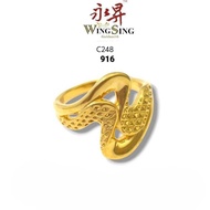 Wing Sing Cincin Silang Infinity Ombak Rindu Double Jaring Bajet Tulen Original Emas 916 Gold Fashio