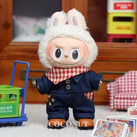 Denim Suit Mini Clothes For Ropa Labubu Jumpsuit Cowboy Style Fashion Decoration Matching Hat Shoes 