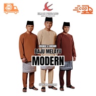 (FREE SAMPIN) BAJU MELAYU MODERN ORANGE BROWN SERIES BY ELRAH 2025