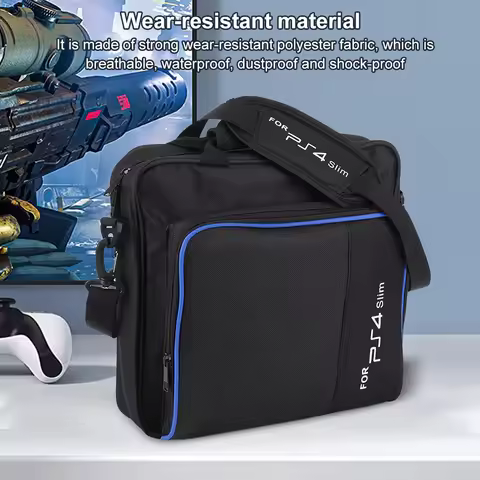 Protective Shoulder Bag for PS4 Slim System Console and Accessories Waterproof Travel Case Shockproo