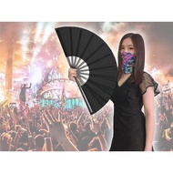 Zolee Large Rave Folding Hand Fan for Men/Women - Chinese Japanese Solid Kung Fu Tai Chi Handheld Fa