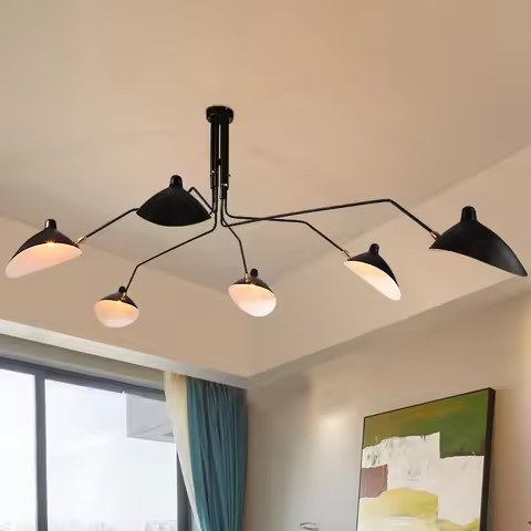 Modern Industrial Duckbill Chandelier Lighting Black Spider Serge Mouille Ceiling Lamp Nordic Home D