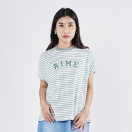 3Second Kaos Garis Wanita Lengan Pendek Oversized Fit Stripe Tee Anne C180325