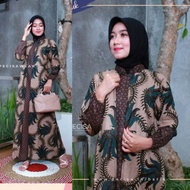 (BISA COD)Gamis Batik jumbo gamis 2022 motif terbaru terlaris baju Gamis Wanita Bennieby Gamis Syari