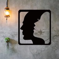 1pc Metal Wall Art, Man and Woman Face Shape Design, Metal Wall Art, Home Decor, Stylish Living Room and Bedroom Decoration,Gift