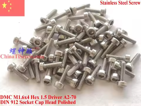 DIN 912 stainless steel M1.6 screw M1.6x2 M1.6x3 M1.6x4 M1.6x5 M1.6x6 M1.6x8 M1.6x10 M1.6x12 M1.6X14