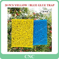 20pcs Double Sided Yellow Blue Sticky Glue Trap Perangkap Lalat Kuning Biru Gam Pelekat Insect Trap 