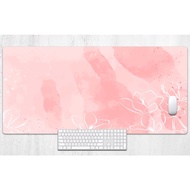 Cute Pink Floral Watercolor Frame Desk Mat, Extra Large Gaming Mouse Pad, Modern Trendy Desk Accessories, Extended Desk Mat, Kawaii Desk Mat