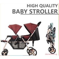 Cabin Stroller for Baby Double Foldable Stroller with Pu Wheel Multifunction Lightweight Folding Kids Stroller NK4H shenmediao.sg