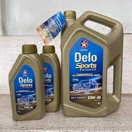 Caltex น้ำมันเครื่องDelo Sports Advanced SAE 5W-30 ขนาดบรรจุ8ลิตร 7ลิตร 6ลิตร Caltex Fully Synthetic มาตรฐาน ACEA A3/B4