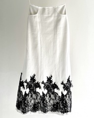 Rotsaniyom Lace detail white maxi skirt