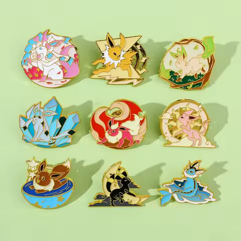 Anime Eeveelution Eevee Enamel Pins, Cartoon Metal Brooch, Badge Fashion Jewelry, Clothes Hat, Backp