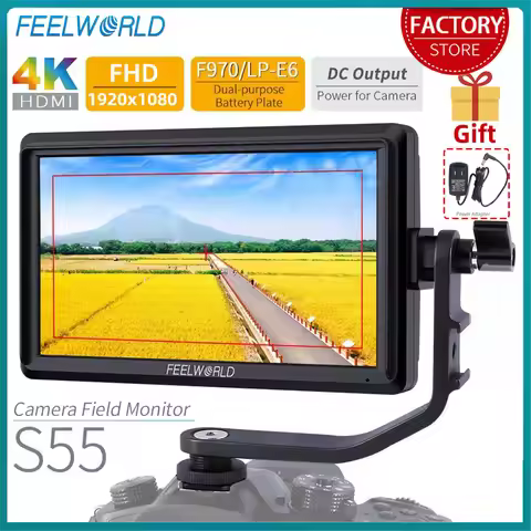 FEELWORLD S55 6 Inch DSLR Camera Field Monitor Focus Assist Small HD 1920x1080 IPS with 4K HDMI Inpu