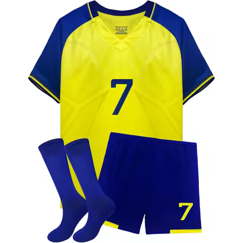 New Summer 4-14 Years Children Soccer Jerseys Kids 7 Sports Fan Boys Girls Youth Soccer T-Shirts+Sho