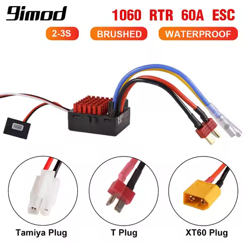 9IMOD 1060 RTR 60A ESC Brushed Electronic Speed ​​Controller 2-3S LiPo Waterproof BEC 6V3A for 1/10 
