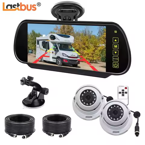 Lastbus 2x Reverse 4Pin CCD Backup Camera With 7" Rear View Mirror Monitor For Car Truck Caravan Tra